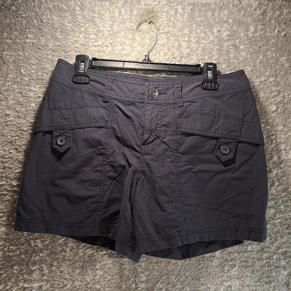 Marmot‎ Women's Shorts Sz 6 Solid Gray Hiking Outdoors Logo Cotton Nylon